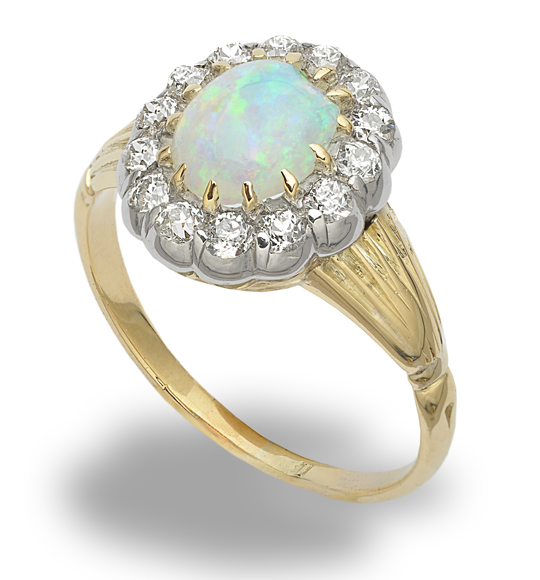 ***SOLD*** Antique Opal and Diamond ring - Helen Badge Jewellery