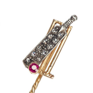 ***SOLD*** Rose Cut Diamond and Ruby Cricket stick pin-0