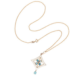 ***SOLD*** Art Nouveau Enamel and Aquamarine pendant-170