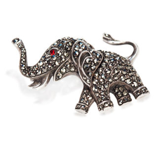 ***SOLD*** 1930s Marcasite and Silver Elephant brooch-0