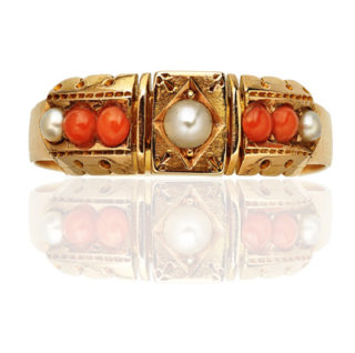 ***SOLD***Early Victorian Coral and Seed Pearl ring-0