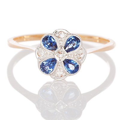 London Daisy... Original Art Deco Sapphire and Diamond ring-0