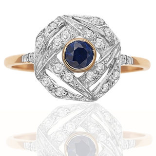 ***SOLD*** Happy Days... Original Art Deco Sapphire and Diamond ring-0