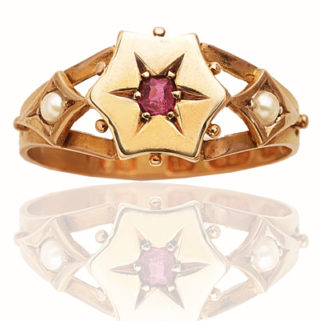What a star... Antique Ruby and Pearl ring-0