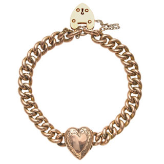 ***SOLD*** Edwardian Rose Gold Heart Locket Bracelet-0
