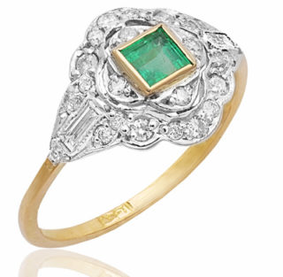 ***SOLD*** Superb... Original Art Deco Emerald and Diamond ring-2162