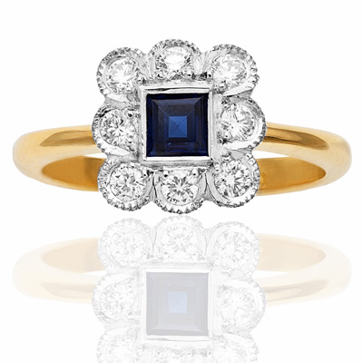 Wonderful... Art Deco Style Sapphire and Diamond ring-0