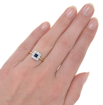 Wonderful... Art Deco Style Sapphire and Diamond ring-2181