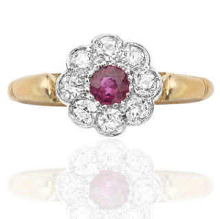 Daisy Delight... Original 1920s Ruby and Diamond ring-0