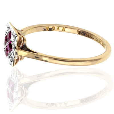 ***SOLD*** Fire and Ice... Original Ruby and Diamond Art Deco ring-2353
