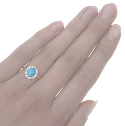 ***SOLD*** Suberb... Art Deco Turquoise and Diamond ring-2466