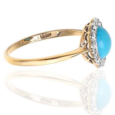 ***SOLD*** Suberb... Art Deco Turquoise and Diamond ring-2465