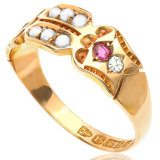 Antique Ruby, Pearl and Diamond ring-3229