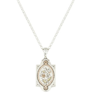 ***SOLD*** Antique Silver and Gold locket and chain-2495