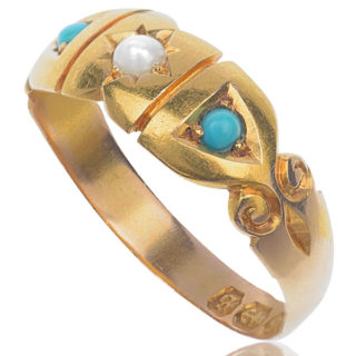 Pretty... Original Victorian Pearl and Turquoise ring -2605