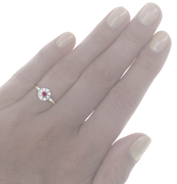 ***SOLD*** Sweetheart... Original Art Deco Ruby and Diamond ring-2694