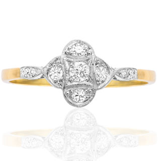 ***SOLD*** Lucky Clover... Original Art Deco Diamond ring -0
