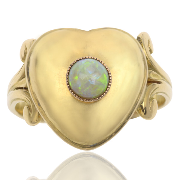Heart to Heart... Antique Opal Locket ring -0