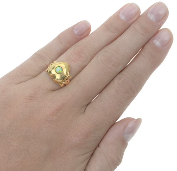 Heart to Heart... Antique Opal Locket ring -2944