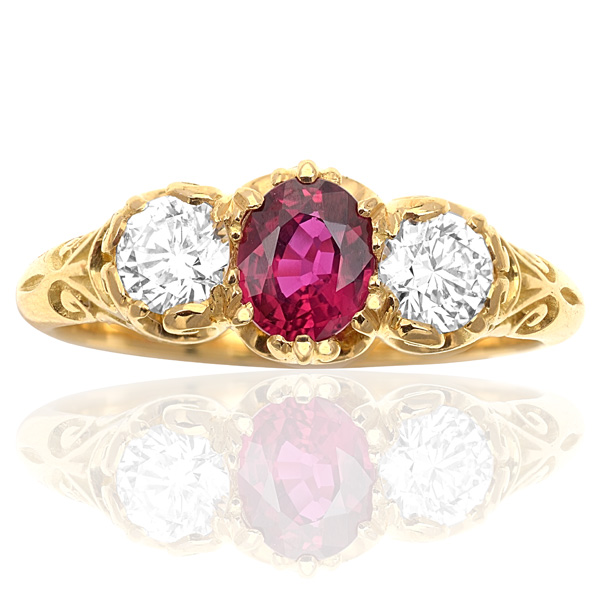 ***SOLD*** Rich Red... Ruby and Diamond 'Trilogy' ring -0