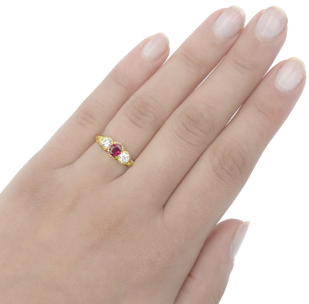 ***SOLD*** Rich Red... Ruby and Diamond 'Trilogy' ring -3007