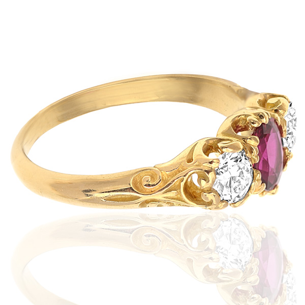 ***SOLD*** Rich Red... Ruby and Diamond 'Trilogy' ring -3006