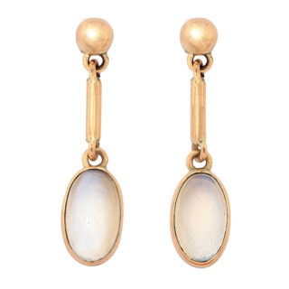 Antique Rose Gold Moonstone Drop earrings -3237