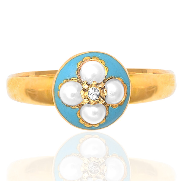 Victorian Style 14K Yellow Gold Deep Blue Gem and Seed Pearl Vintage F –  North Coast Jewelry LLC