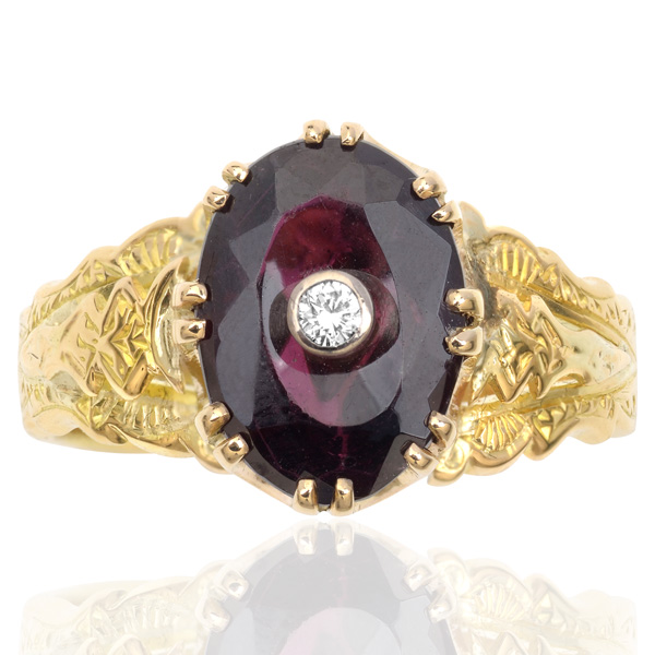 Victorian Garnet and Diamond ring -3369
