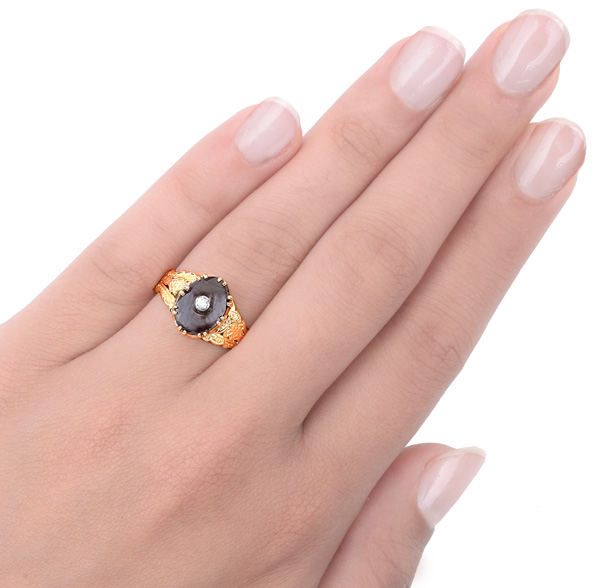 Victorian Garnet and Diamond ring -3371