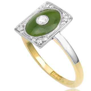 ***SOLD*** Exquisite... Art Nouveau Jade and Diamond ring -3381