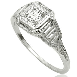 Darling... Original Art Deco Solitaire Diamond ring -0
