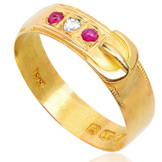 Antique Ruby and Diamond Buckle ring -3470