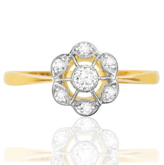 Original Art Deco Diamond 'Target' Daisy ring -0
