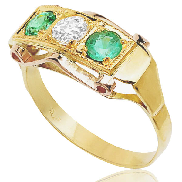 Retro 1940s Emerald and Diamond ring -0