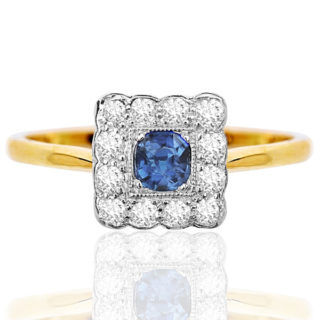 Summer time... Original Art Deco Sapphire and Diamond ring -0