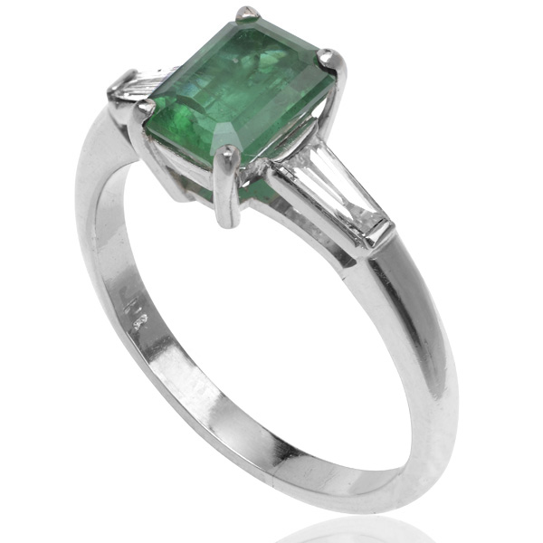 Tanzanite and Emerald Art Deco style ring - Helen Badge Jewellery