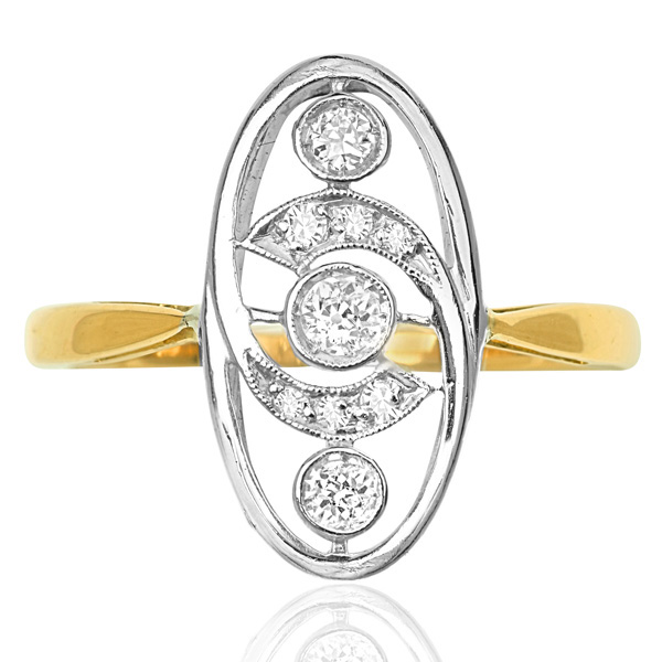 La Belle... Original Art Nouveau Diamond Plaque ring-0