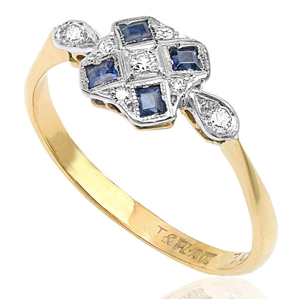 Striking... Original Art Deco Sapphire and Diamond ring -3717