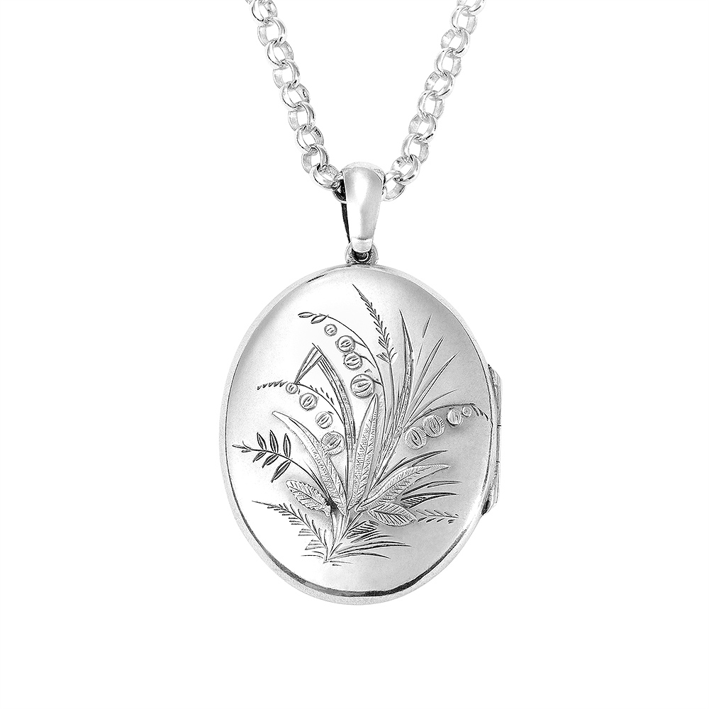 Antique Lily Locket and chain - Helen 