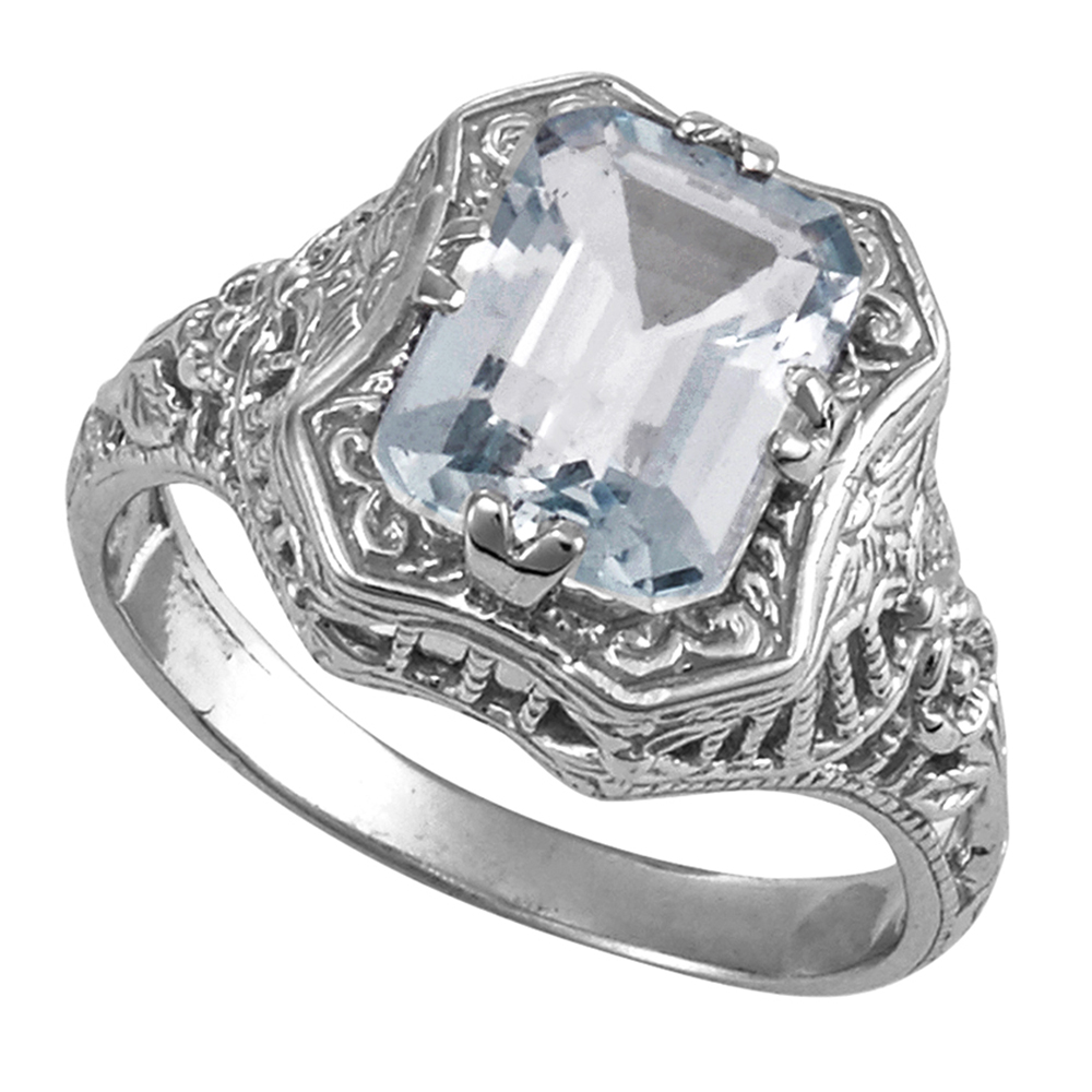 art deco aquamarine ring