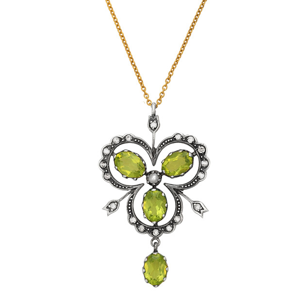 Antique 15k Peridot & Pearl Négligée Necklace, August Birthstone, Appraisal  Included - Etsy