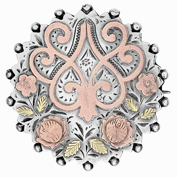 Tri coloured brooch with roses (1)