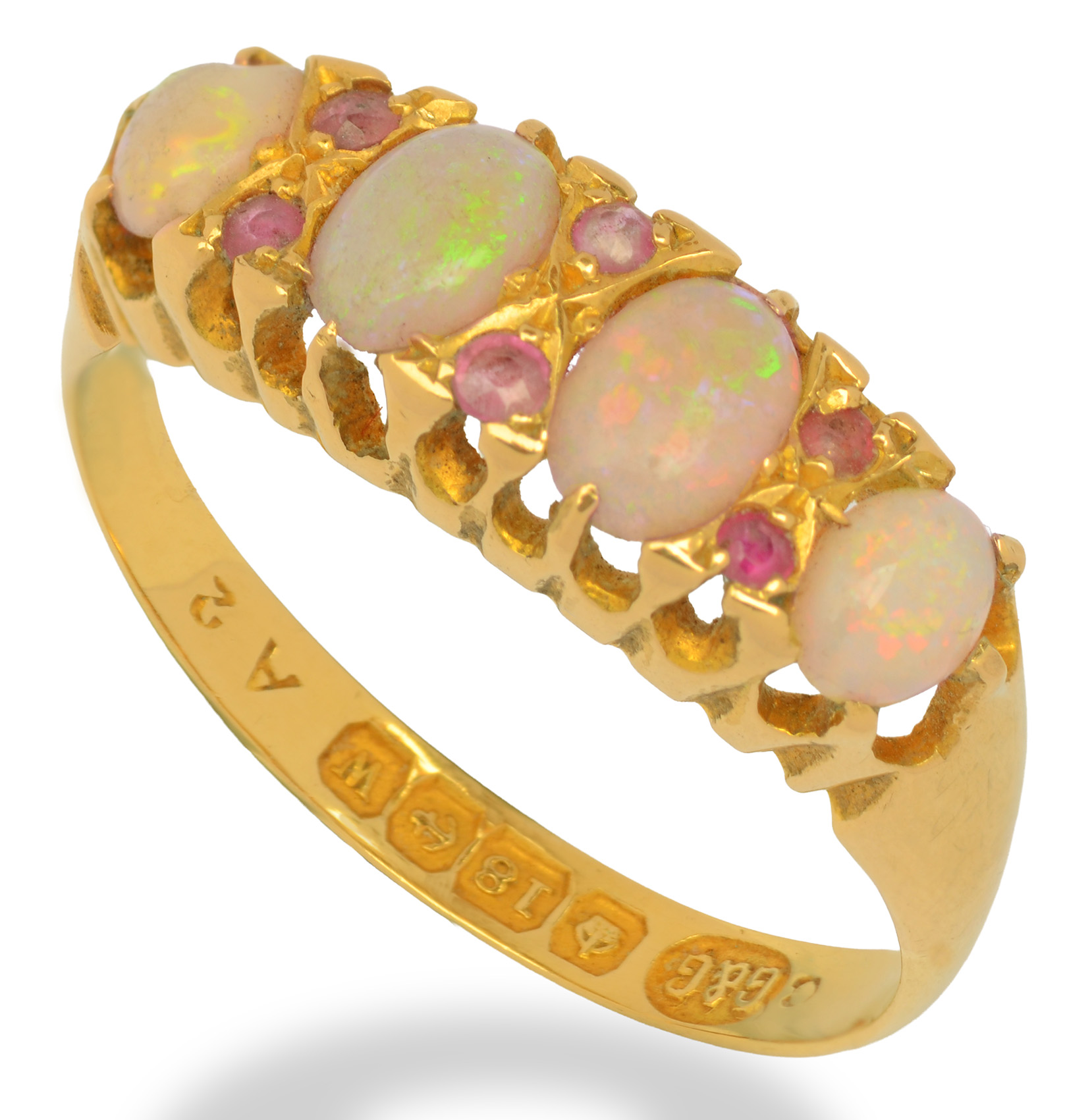 YG opal ruby ring oblique